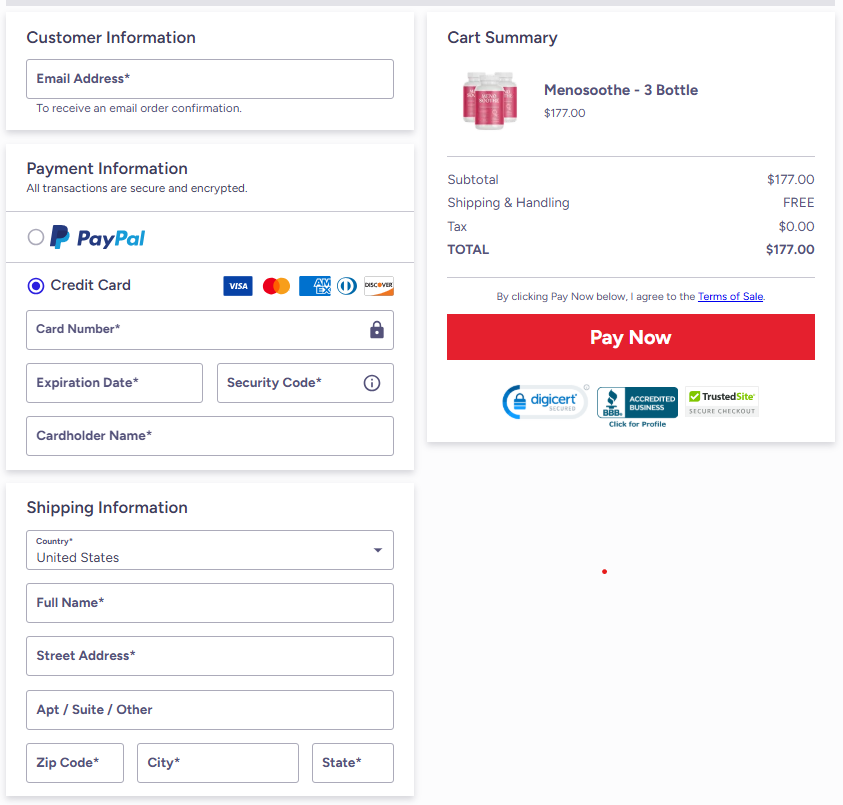 Menosoothe order page